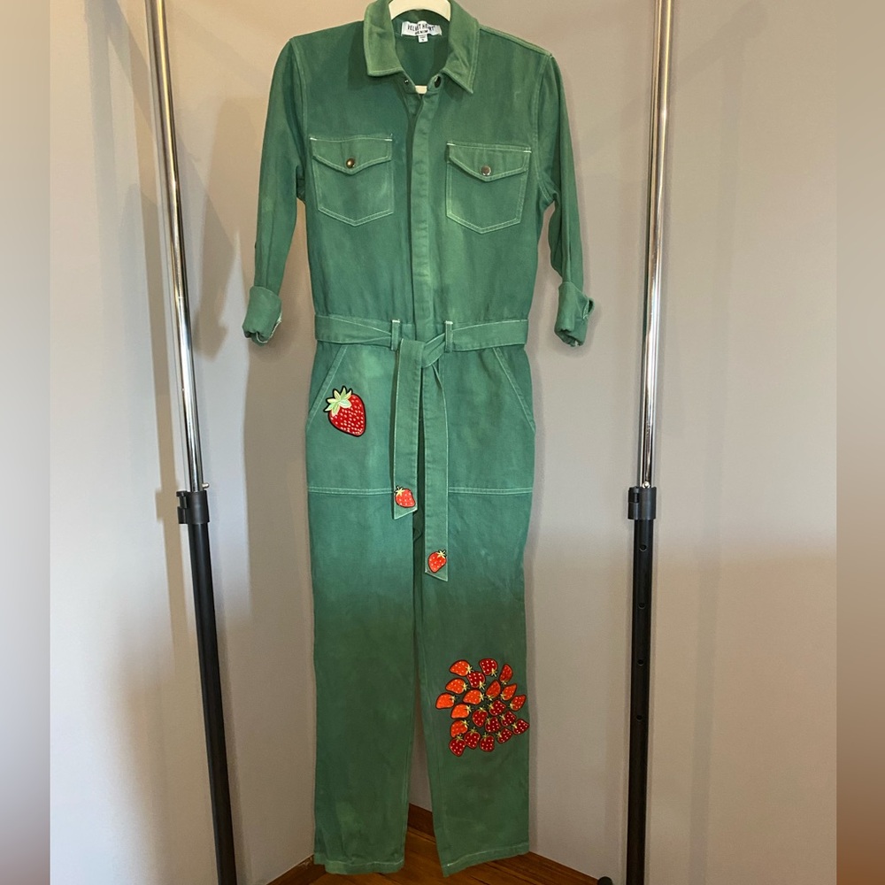 Green Embroidered Utility Jumpsuit